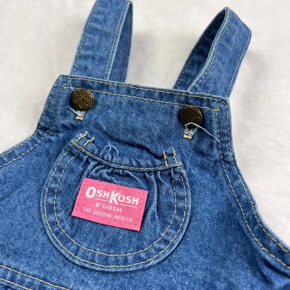 Oshkosh B’gosh Vintage Vestbak Girls Overalls Denim Jean Dress size 12 months